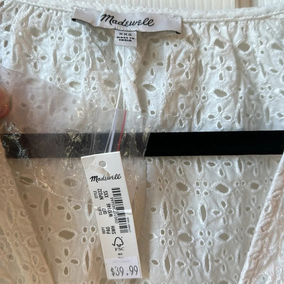 NWT Madewell Tie-Front Top in Eyelet Soft white XXS - Picture 7 of 14